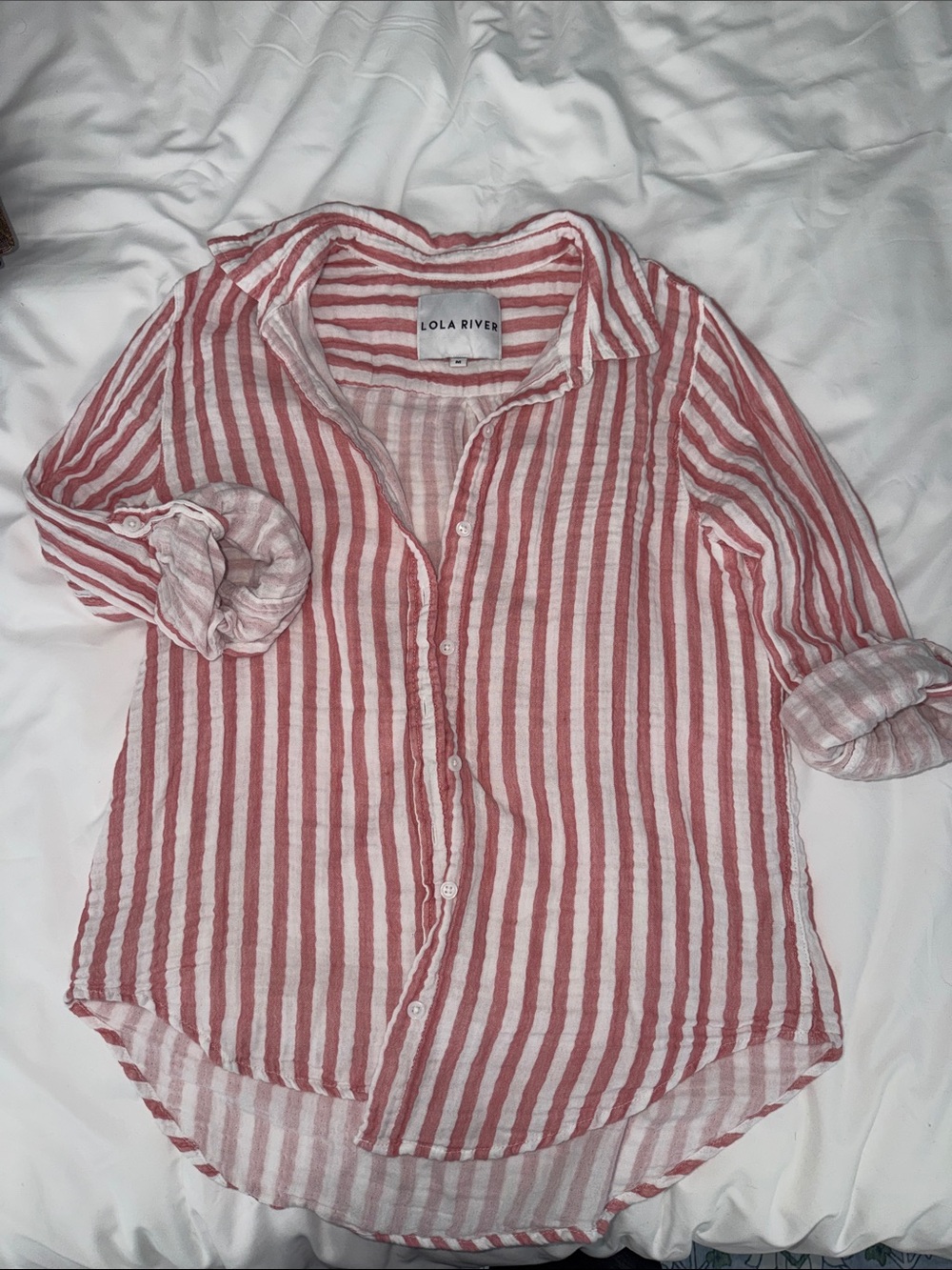 Lola River Red & White Striped Button-Down Shirt